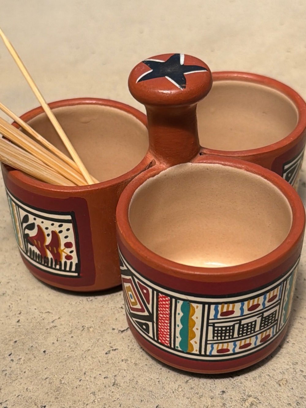 PERUVIAN  Cusco PERU  Handpainted Colorful FOLK  ART Terra Cotta Kitchen Decor